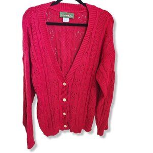 Vintage Outback Red ‎ Cardigan Sweater Red Rust Maroon Med grandpa grandmacore
